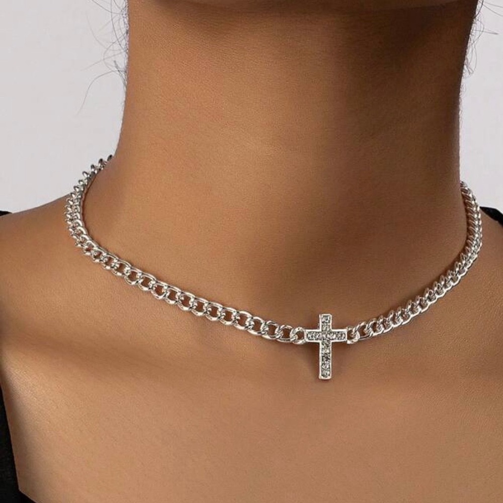 Dazzling Sterling Silver Cross Necklace
